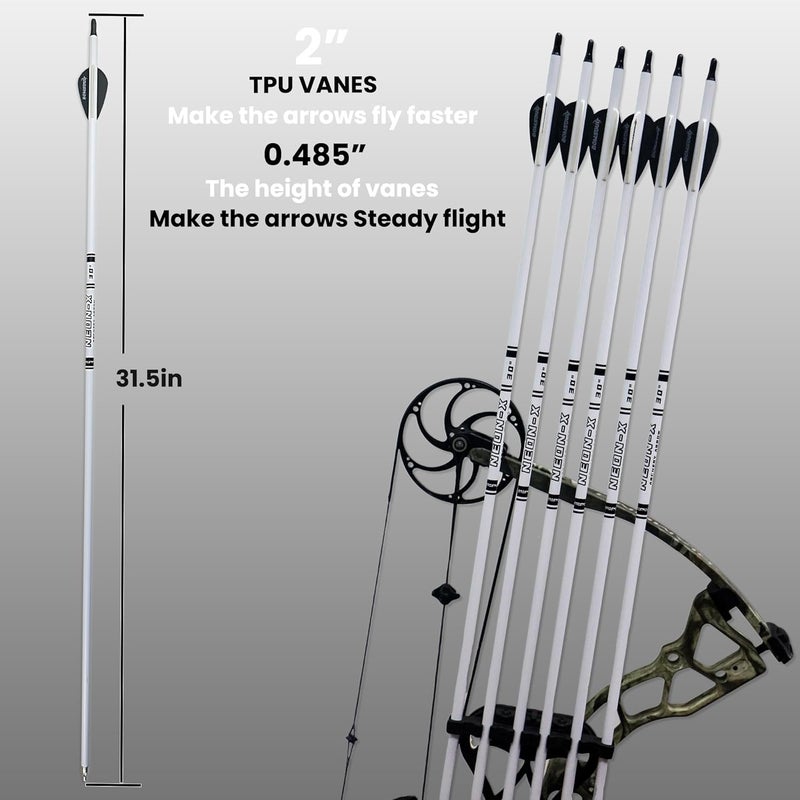 BOWSOUL Carbon Arrow Archery 30inch Bright Colors Hunting Target Practice Arrows for Compound & Recurve Bow Spine 500 with Removable Tips (Pack of 12) - Image 3